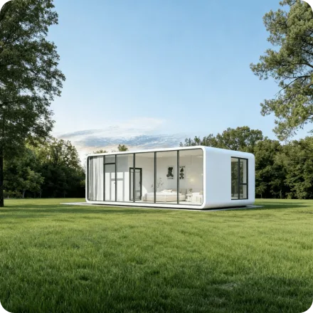Project process glass pod lawn view
