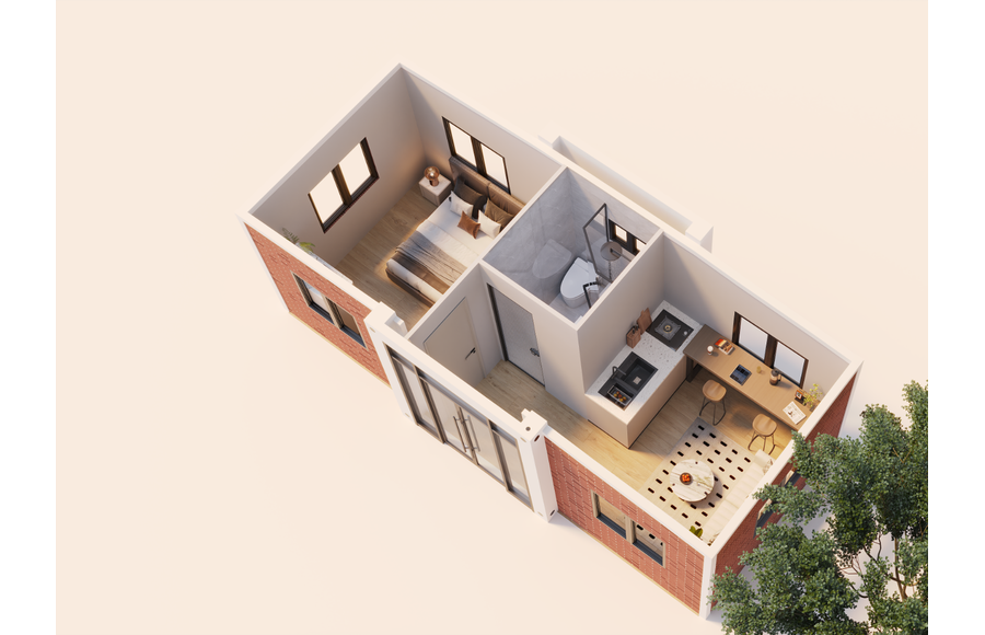 10FT Expandable Folding House Layout